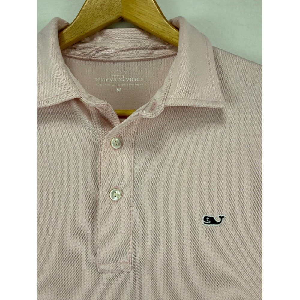 Vineyard Vines Polo Shirt Mens Medium Pink Performance Short Sleeve Whale Logo - Picture 3 of 7